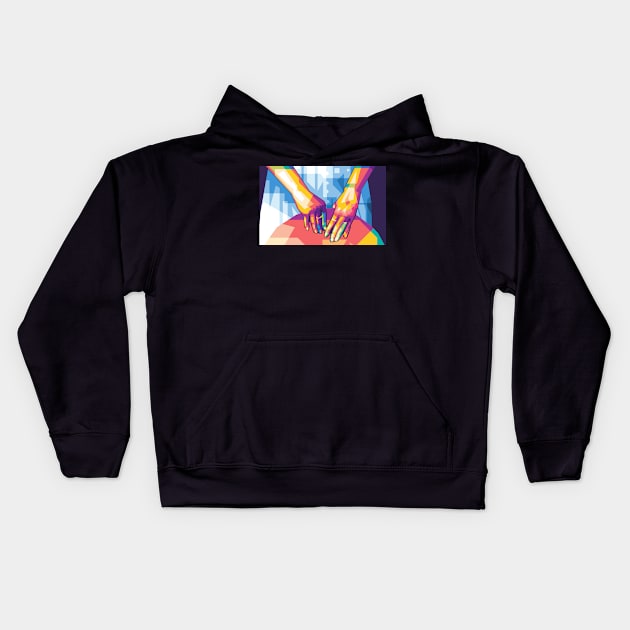 two hand pop art Kids Hoodie by Rizkydwi